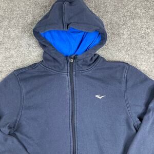 Everlast Hoodie Boys Size L Navy Blue Lined Full Zip Sweatshirt Athletic Gym